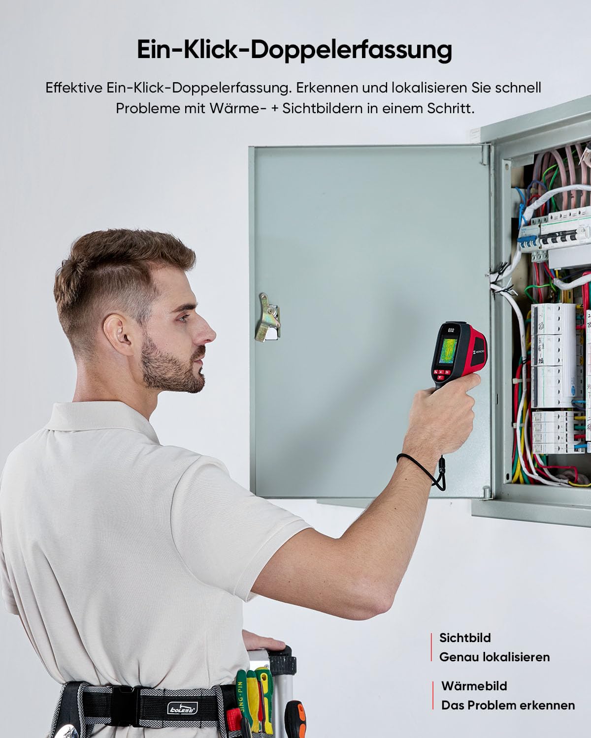 Kompakte Wärmebildkamera E02 SuperIR 240x240 20Hz Minus20°C bis 400°C mit Laserpointer und visueller Kamera