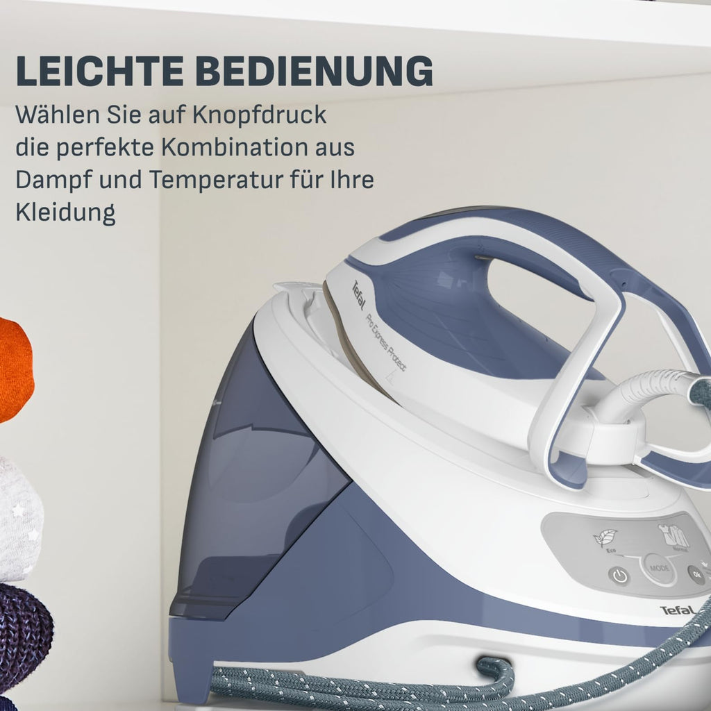 Pro Express Protect Dampfbügelstation mit 7,6 Bar Dampfdruck für faltenfreies Bügeln und sanfte Textilpflege
