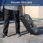 Abbruchhammer 1700W SDS Hex Stemmhammer 65 J Betonbrecher Antivibrationsgriff 2 Meißel Transportbox mit Rollen