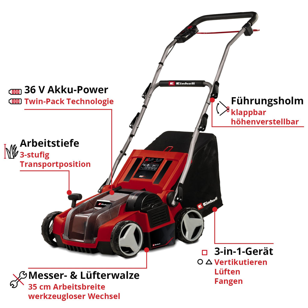 Akkuvertikutierer und Rasenlüfter 36 V 35 cm Arbeitsbreite GE SA 36 35 Li Solo ohne Akku und Ladegerät