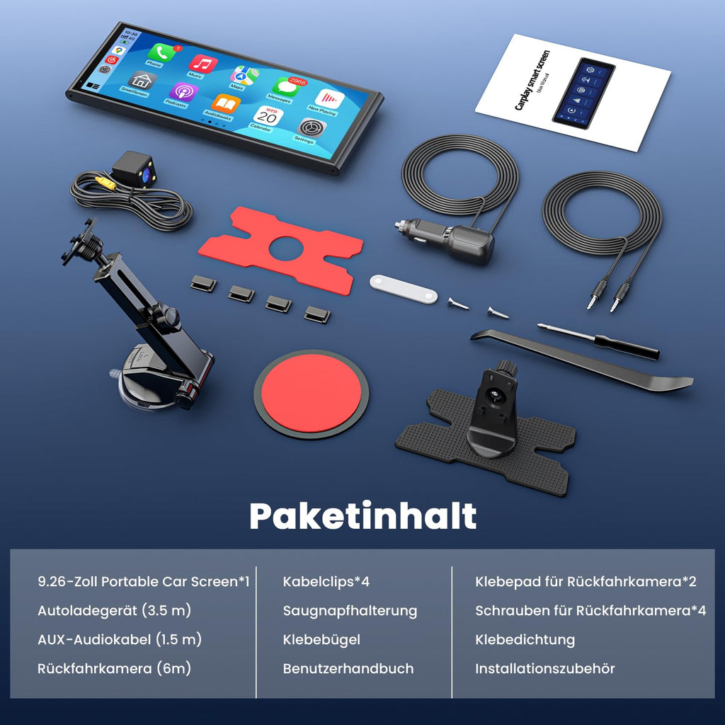 23.52 cm Tragbares Carplay Display mit OTA Update und Smartphone Integration für Fahrzeuge