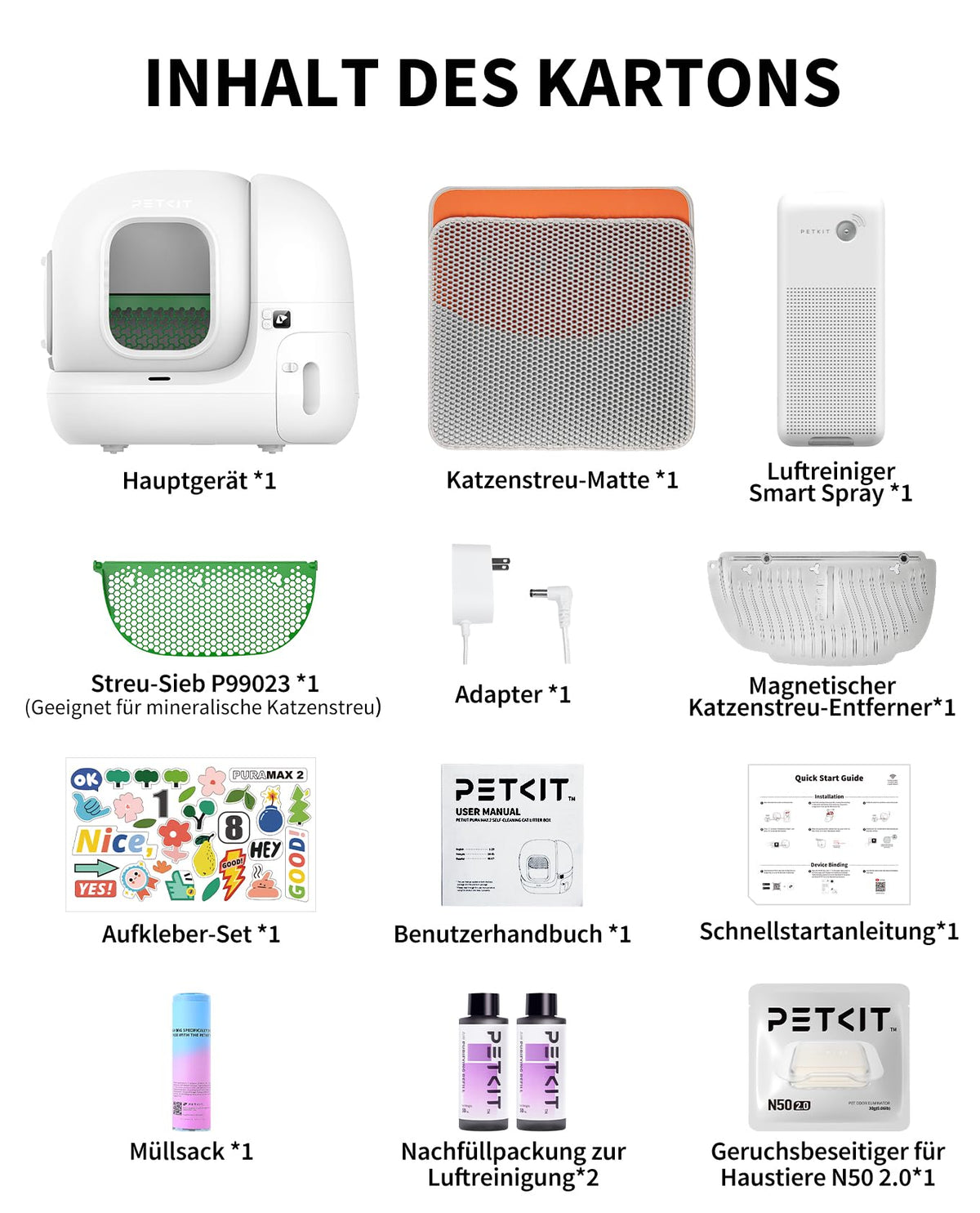 Pura Max 2 selbstreinigende Katzentoilette 76L xSecure Geruchsbeseitigung Appsteuerung für mehrere Katzen