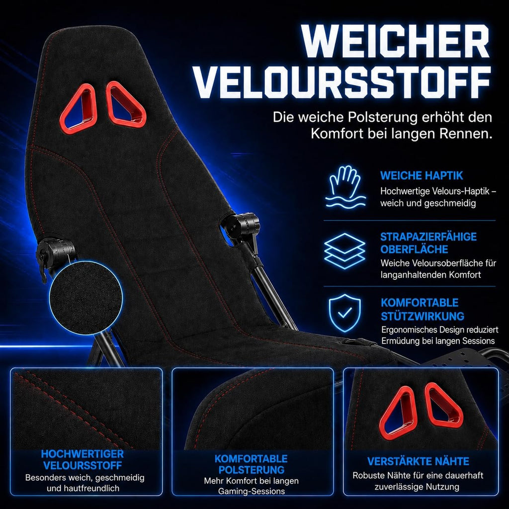 Faltbares Sim Racing Cockpit für Logitech MOZA Thrustmaster mit verstellbarem Sitz und Lenkradhalterung