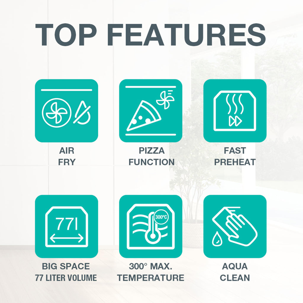 Einbauherdset Inox Glaskeramikkochfeld 77L Heißluft ExtraSteam EcoClean AirFry PizzaMode Energieklasse A