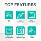 Einbauherdset Inox Glaskeramikkochfeld 77L Heißluft ExtraSteam EcoClean AirFry PizzaMode Energieklasse A