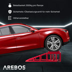 2X Auffahrrampe mit hydraulischem Wagenheber höhenverstellbar 2 Tonnen für Auto und Werkstatt
