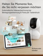 BM03 Babyphone mit Kamera ohne WLAN 5,5 Zoll Monitor mit Nachtsicht, Gegensprechfunktion und Temperaturanzeige