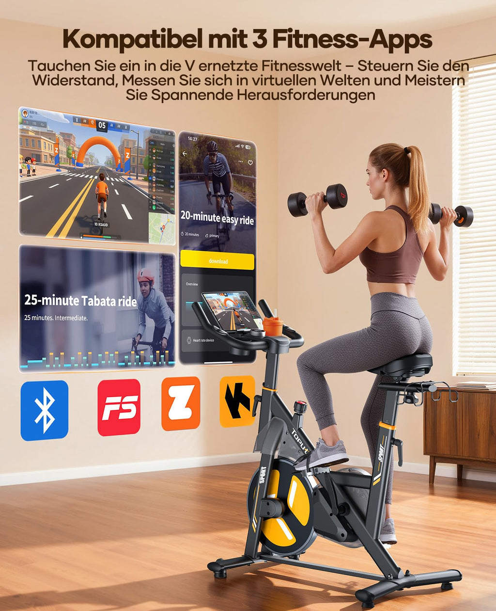Heimtrainer Fahrrad Neu 2026 mit elektronischem LED Touchmonitor und 3 App Steuerung für Zuhause
