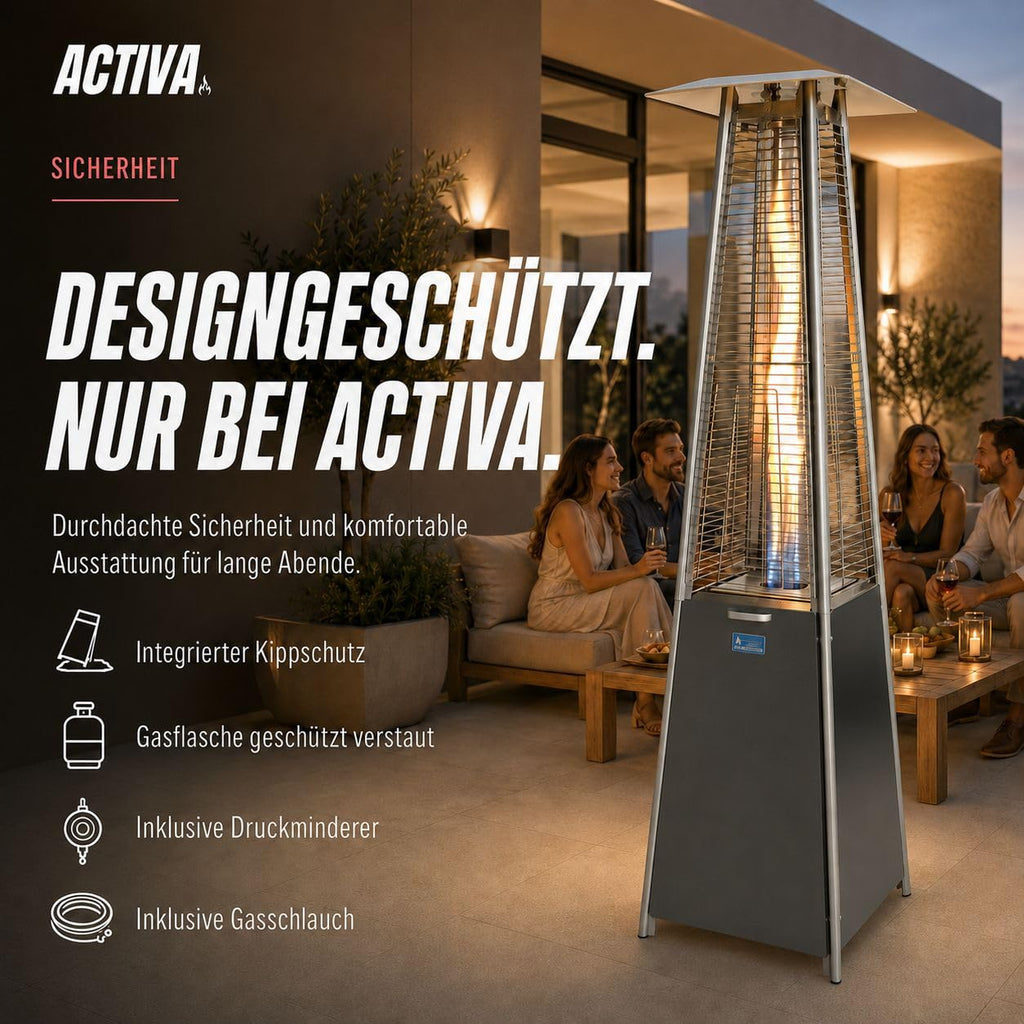 Heizstrahler Terrasse Pyramide Cheops II Grau inkl. Glasröhre Leistungsstarker Heizpilz für Wärme auf Abruf