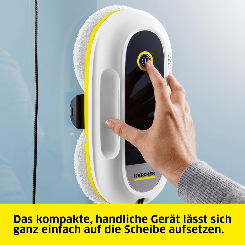 Fensterputzroboter RCW 2 Extra+ mit Sicherungsseil und Notversorgungsakku, 5 Reinigungsmodi, 6 Paar Wischbezüge