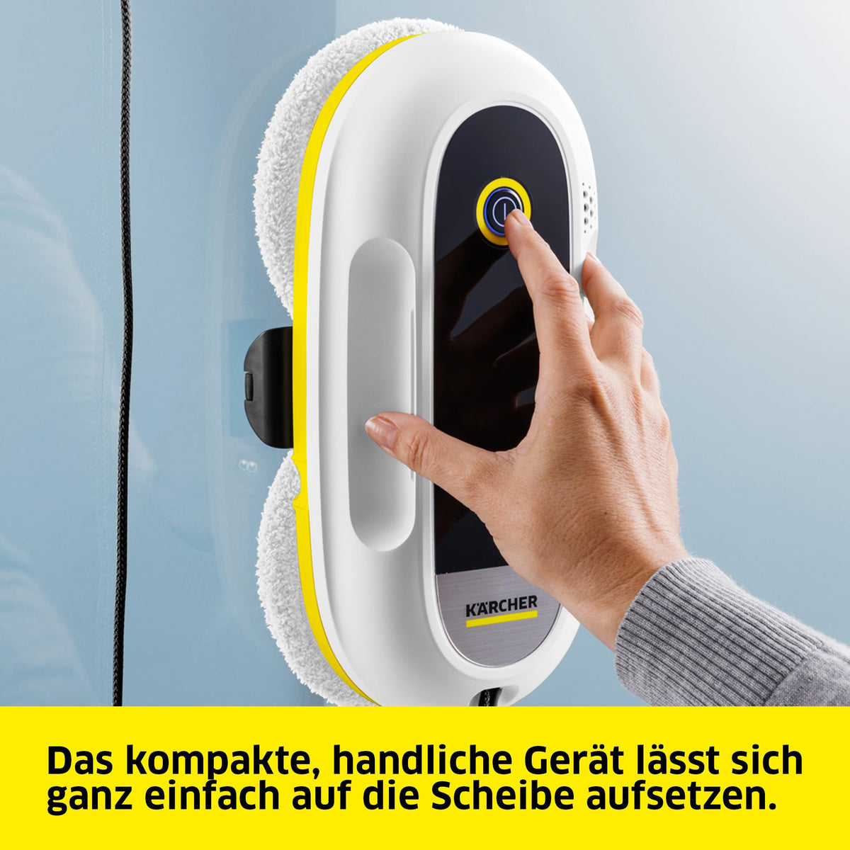 Fensterputzroboter RCW 2 Extra+ mit Sicherungsseil und Notversorgungsakku, 5 Reinigungsmodi, 6 Paar Wischbezüge
