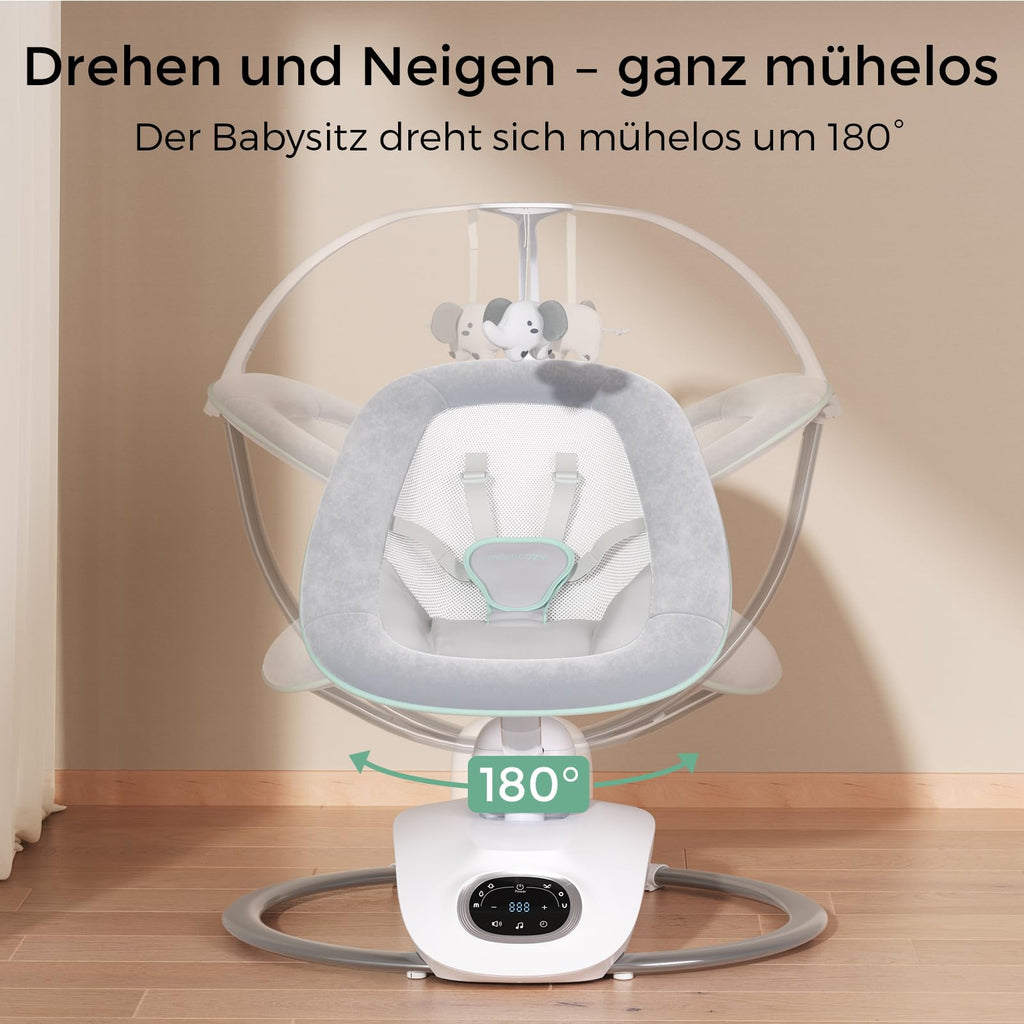 CocoSway elektrische Babywippe 3D Motion 6 Bewegungen 4 Stufen Fernbedienung 8 Wiegenlieder