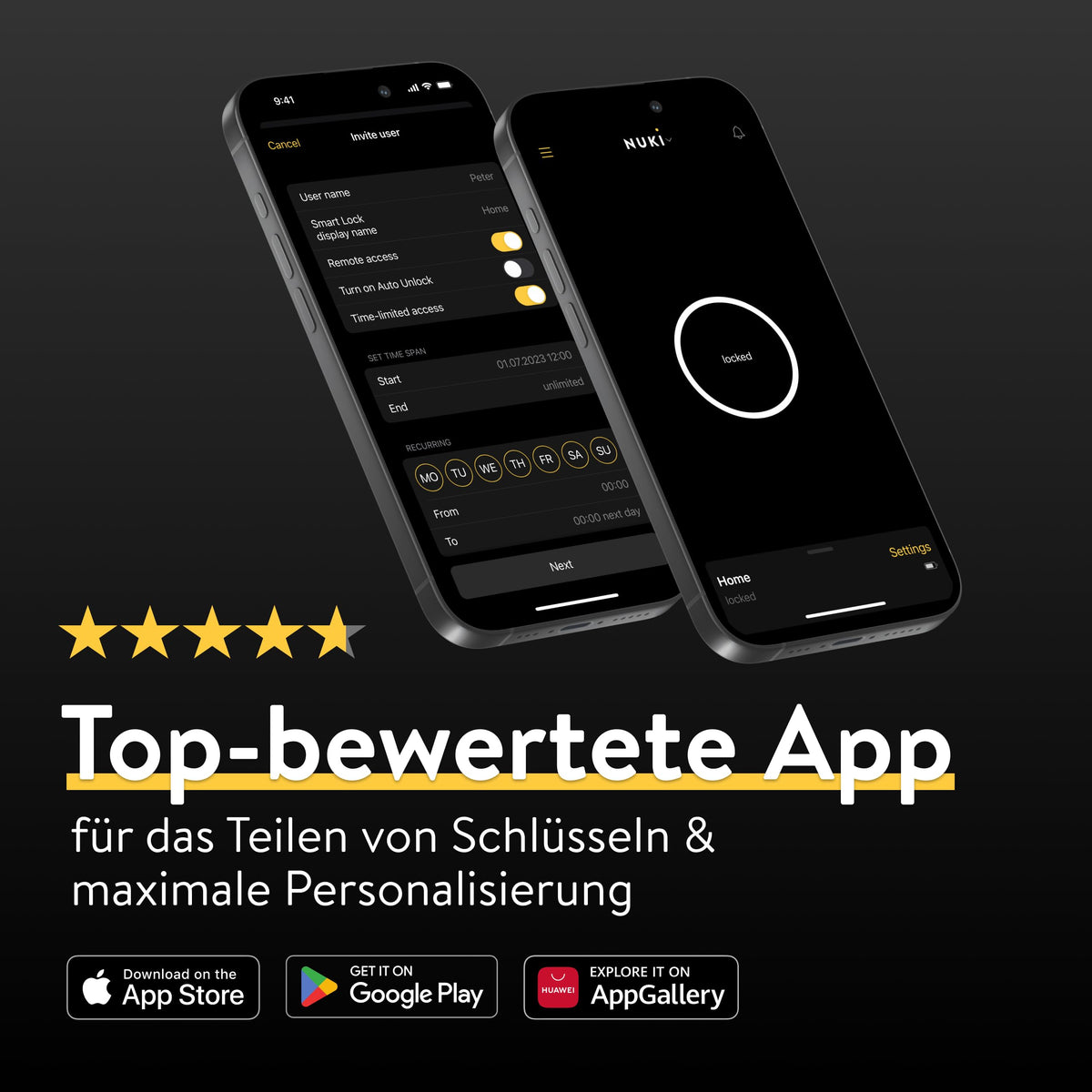 Smart Lock Pro mit Bluetooth, WLAN und Matter, Fernbedienung per App, einfache Nachrüstung ohne Zylindertausch