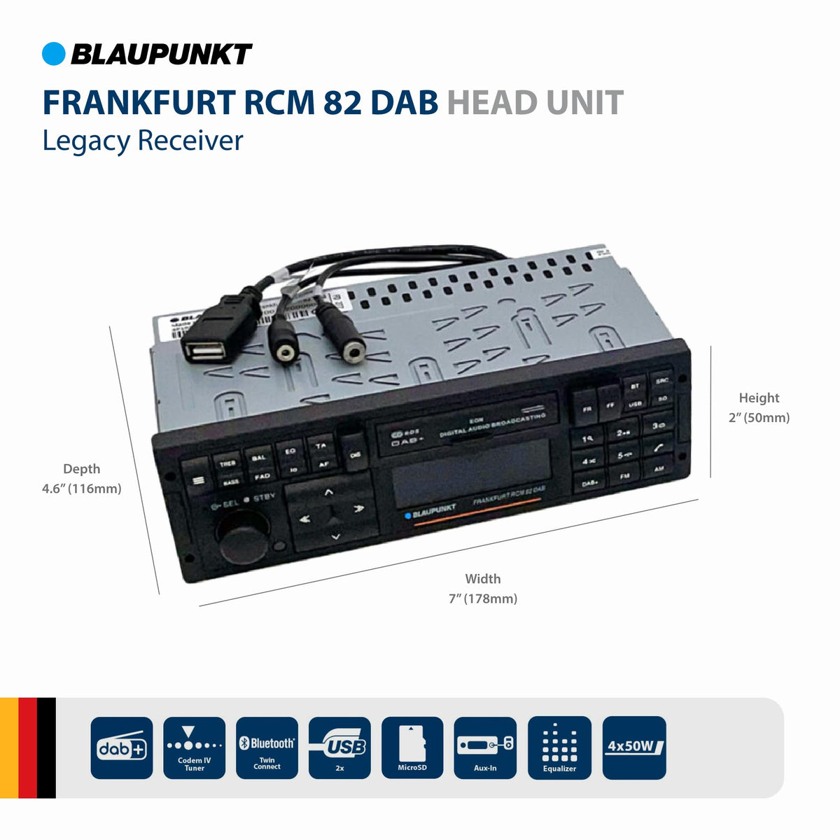 Frankfurt RCM 82 DAB 1 DIN Autoradio DAB+ Bluetooth Freisprecheinrichtung USB Lenkradfernbedienung 4x50Watt