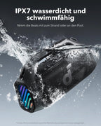 Boom 2 Plus Outdoor Lautsprecher mit 140W Leistung und 2+2 Stereoklang für kraftvollen Sound