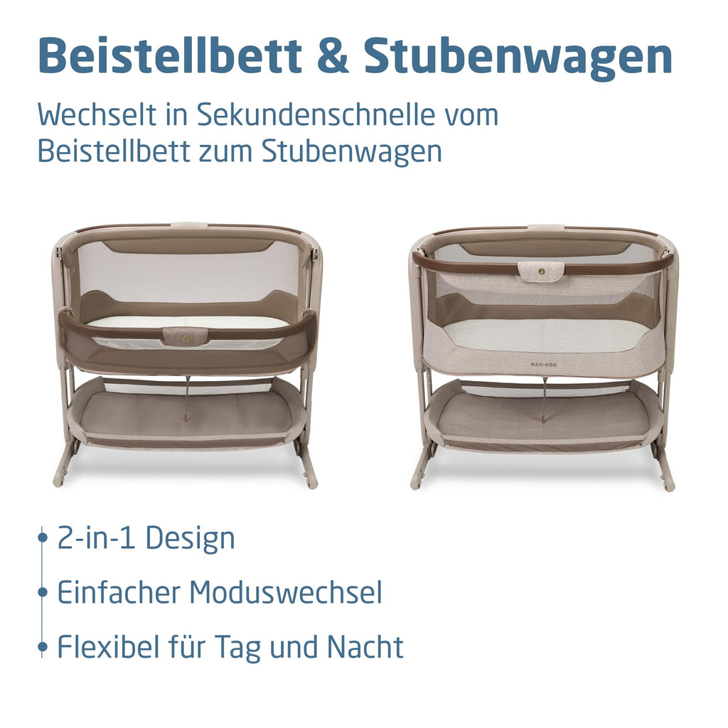 Iora Select Beistellbett faltbar schaukelnd CloudCore Matratze 5 Höhenstufen Elegance Truffle