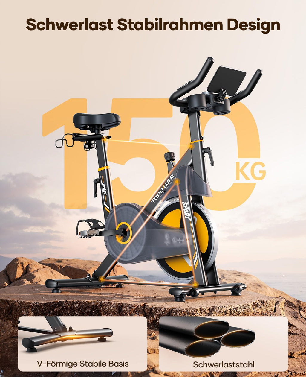 Heimtrainer Fahrrad Neu 2026 mit elektronischem LED Touchmonitor und 3 App Steuerung für Zuhause