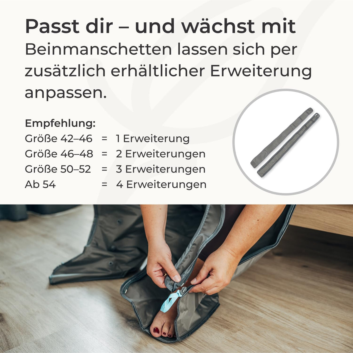 Beinmassagegerät 4 Basic Beinmanschetten 4 Luftkammern 1 Massageprogramm gegen Cellulite fördert Durchblutung