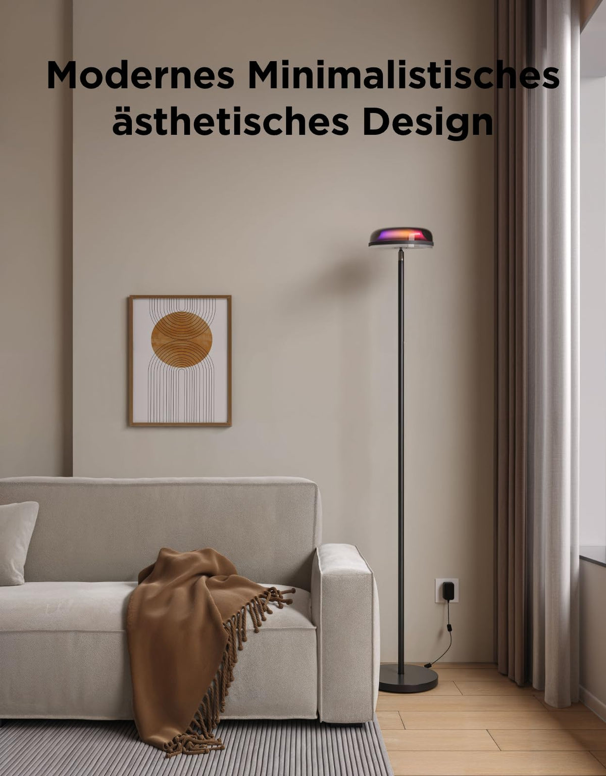 LED Stehlampe Wohnzimmer Deckenfluter Wellenbeleuchtung RGBICWW Stehlampe Energieklasse G