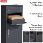 Paketbriefkasten XXL Standbriefkasten mit Paketbox und Zylinderschloss modern rostfrei massiv Postbox Francois