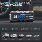 JS3000 Starthilfe Powerbank für Pkw mit 3000A Spitzenstrom für 9L Benzinmotoren und 7L Dieselmotoren