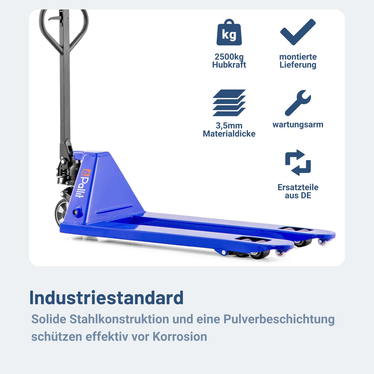 Hubwagen 2500 kg aus Stahl, Gabellänge 1150 mm, robust, hydraulisch, ideal für Lager und Logistik
