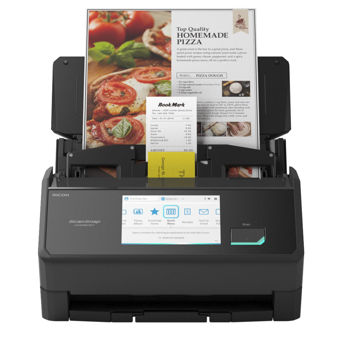iX2500 Schwarz Dokumentenscanner Duplex 45 ppm 100 Blatt ADF 600 DPI 5 Zoll Touchscreen WLAN Bluetooth USB