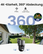 4K Ultra HD WiFi 6 PTZ Überwachungskamera für Außenbereich mit WLAN Auto Tracking und Zoom