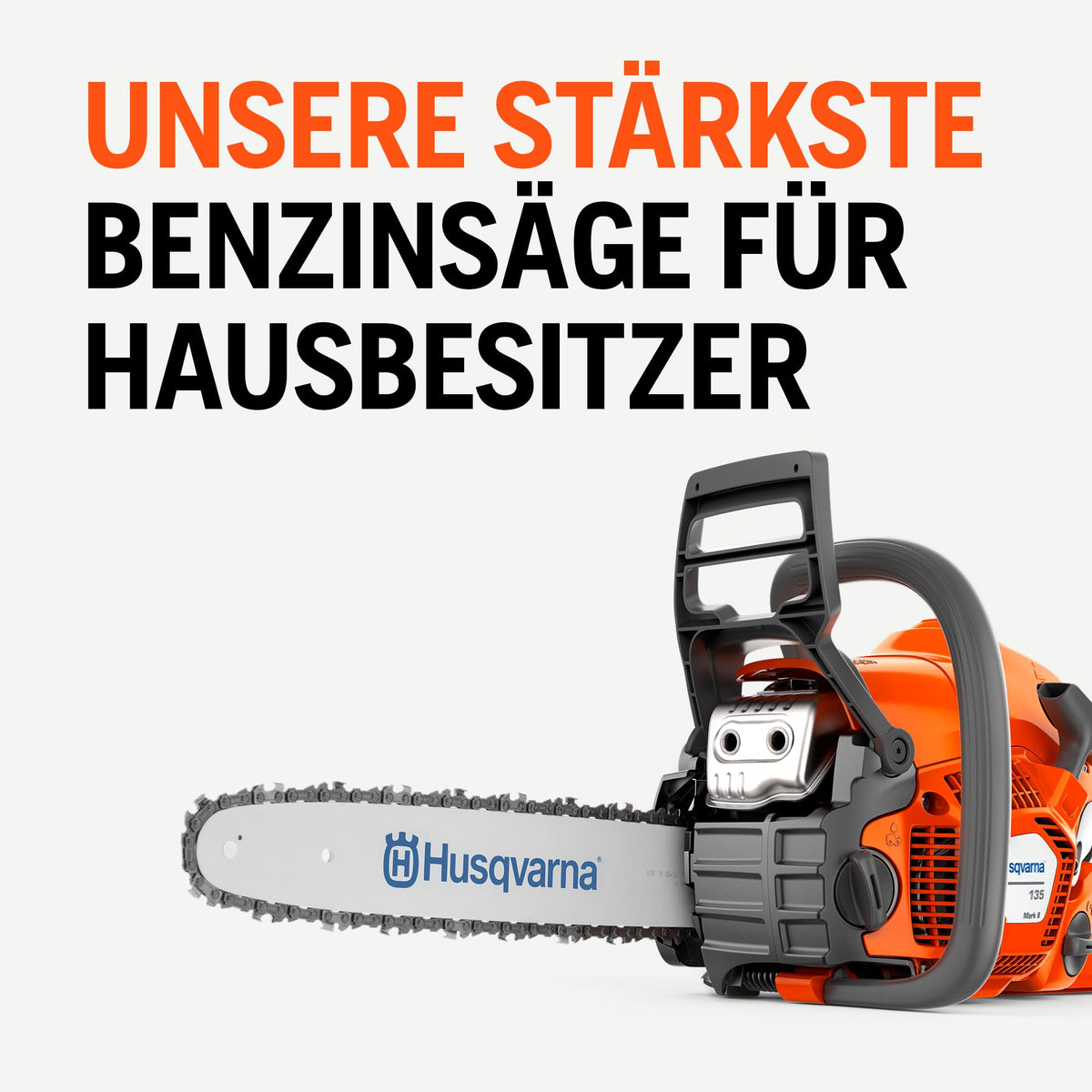 Leistungsstarke Benzinkettensäge 135 Mark II mit 38 cc X-Torq Motor und 14 Zoll Schwert für Brennholz