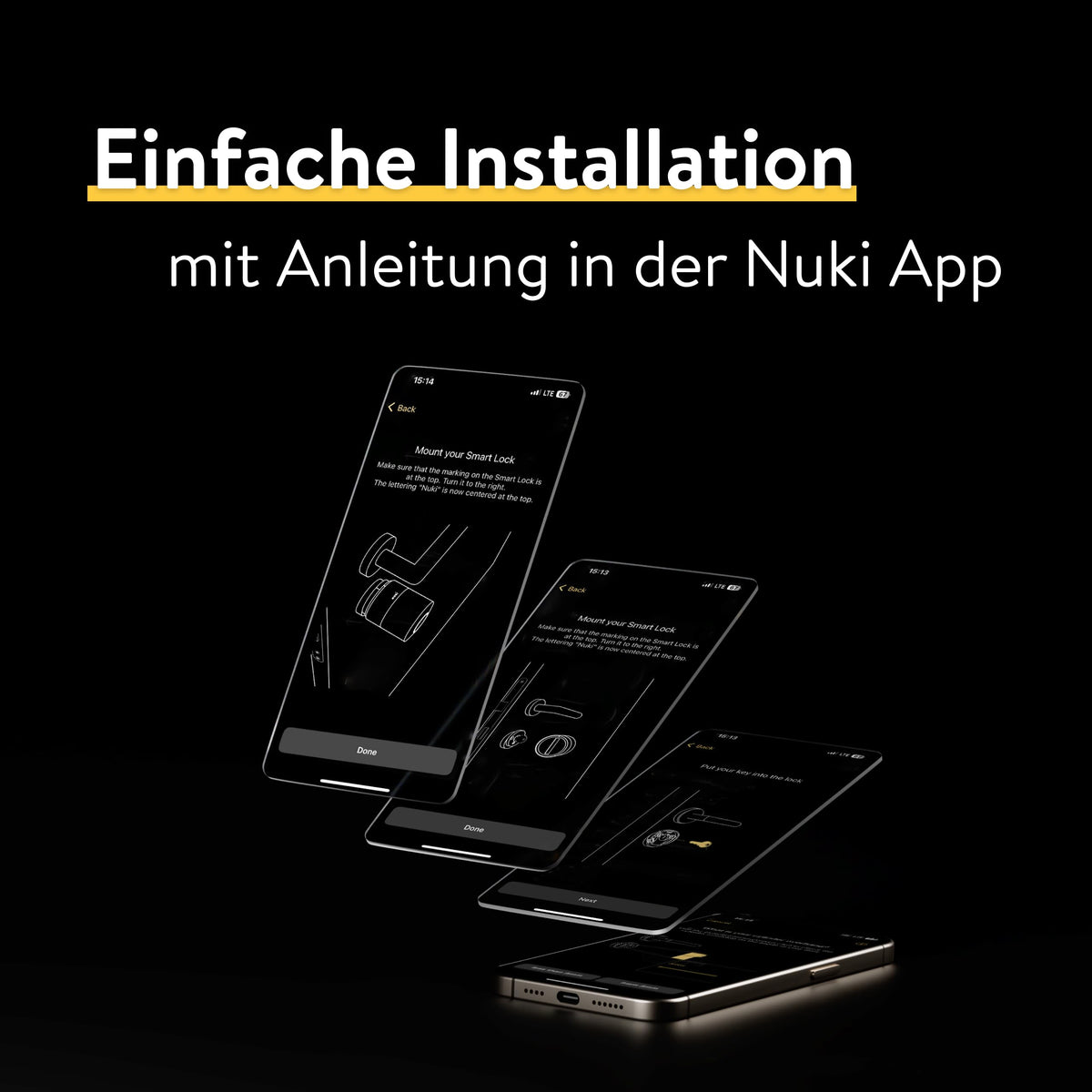 Smart Lock Pro mit Bluetooth, WLAN und Matter, Fernbedienung per App, einfache Nachrüstung ohne Zylindertausch