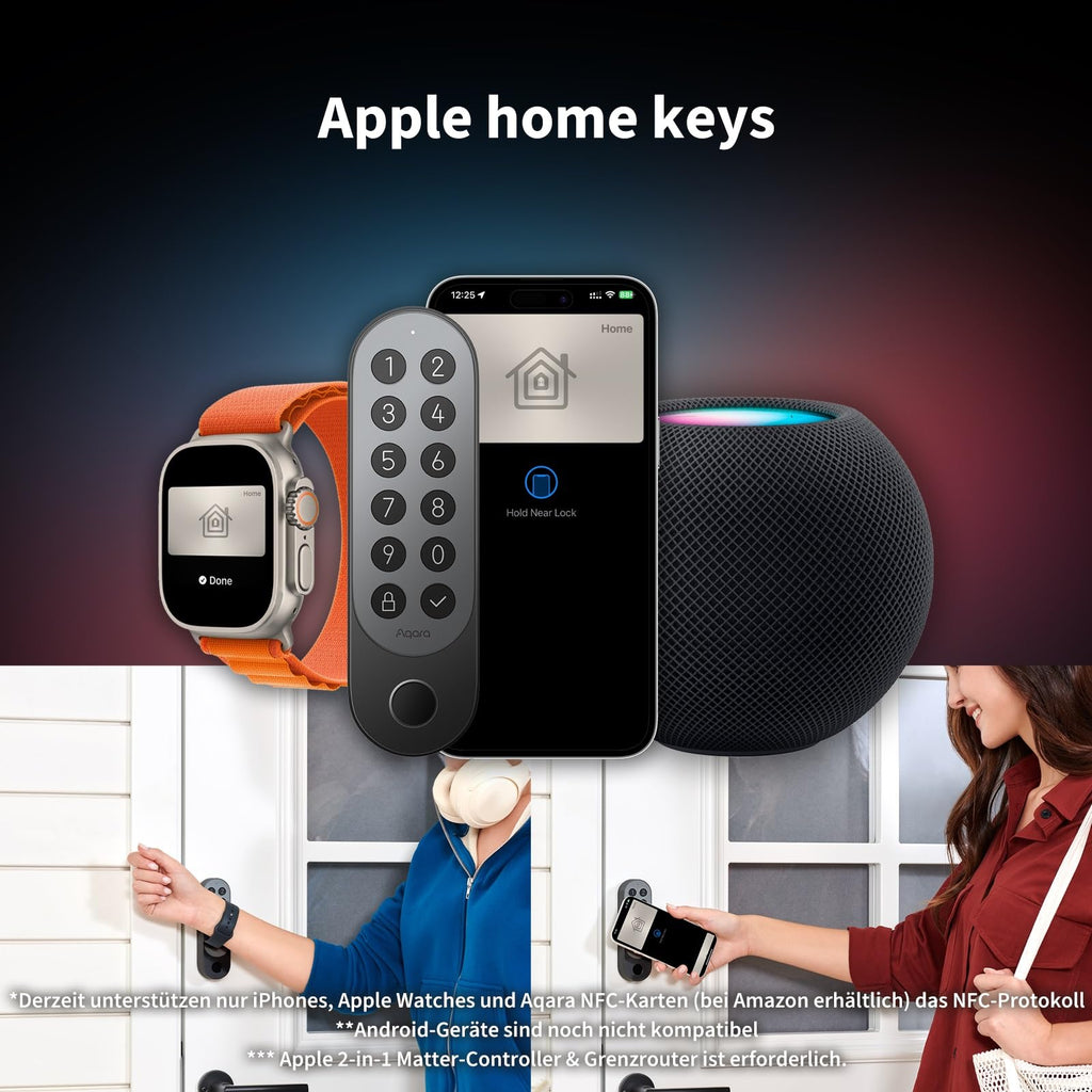 Smart Lock U200 Türschloss in Schwarz mit Apple Home Key und Matter over Thread für Smart Home Systeme