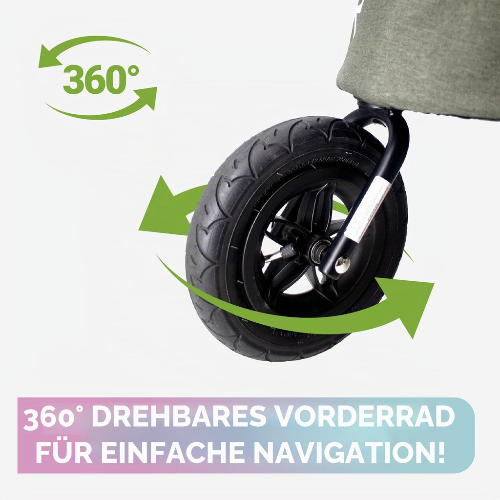 Breeze Große Hundebuggy Hundewagen mit Luftreifen wandelbar zum Fahrradanhänger für Hunde Schwarz 1 Stück