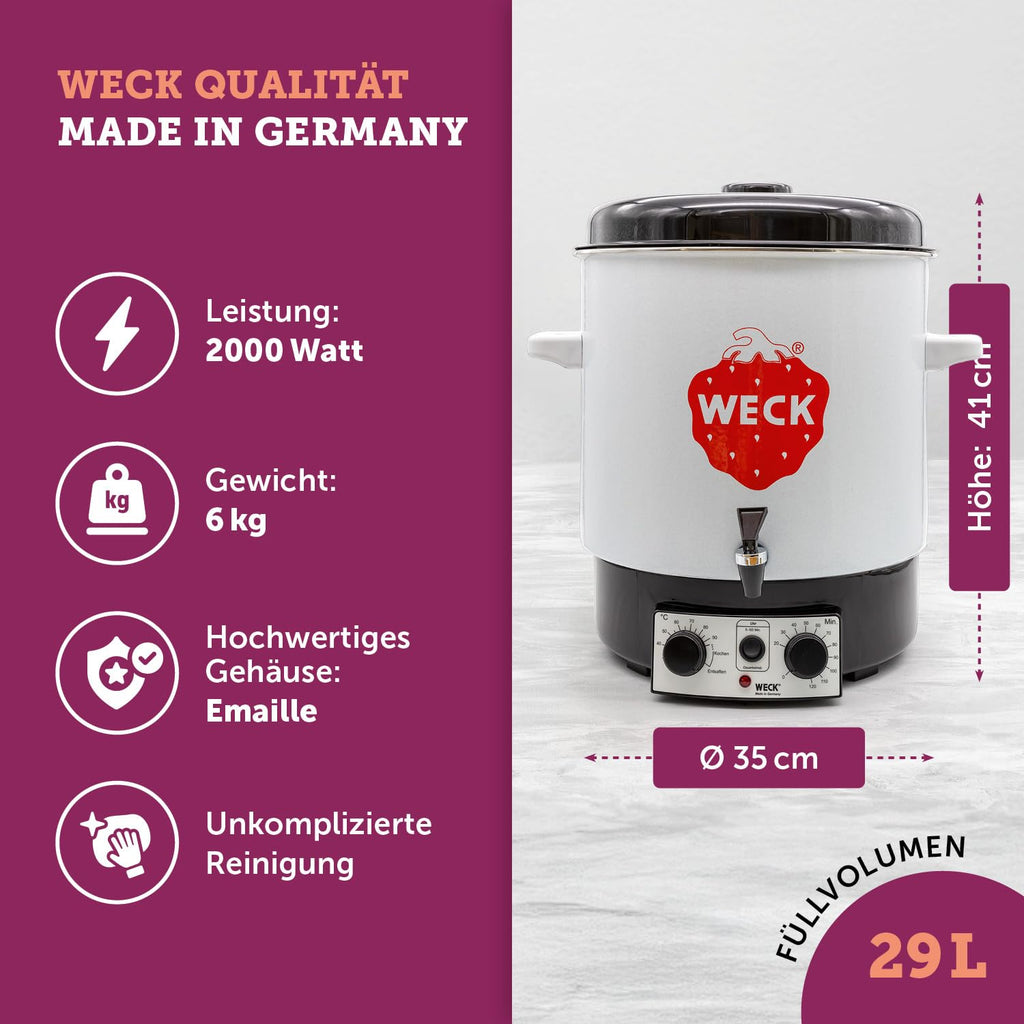 Einkochautomat 29L WAT15-A Emaille Thermostat Auslaufhahn Timer Dampfentsafter Glühweinkocher
