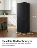 Kühl-Gefrierkombination 174L 150cm hoch 39dB leise Low Frost 180° Flipregal Energieeffizienzklasse E