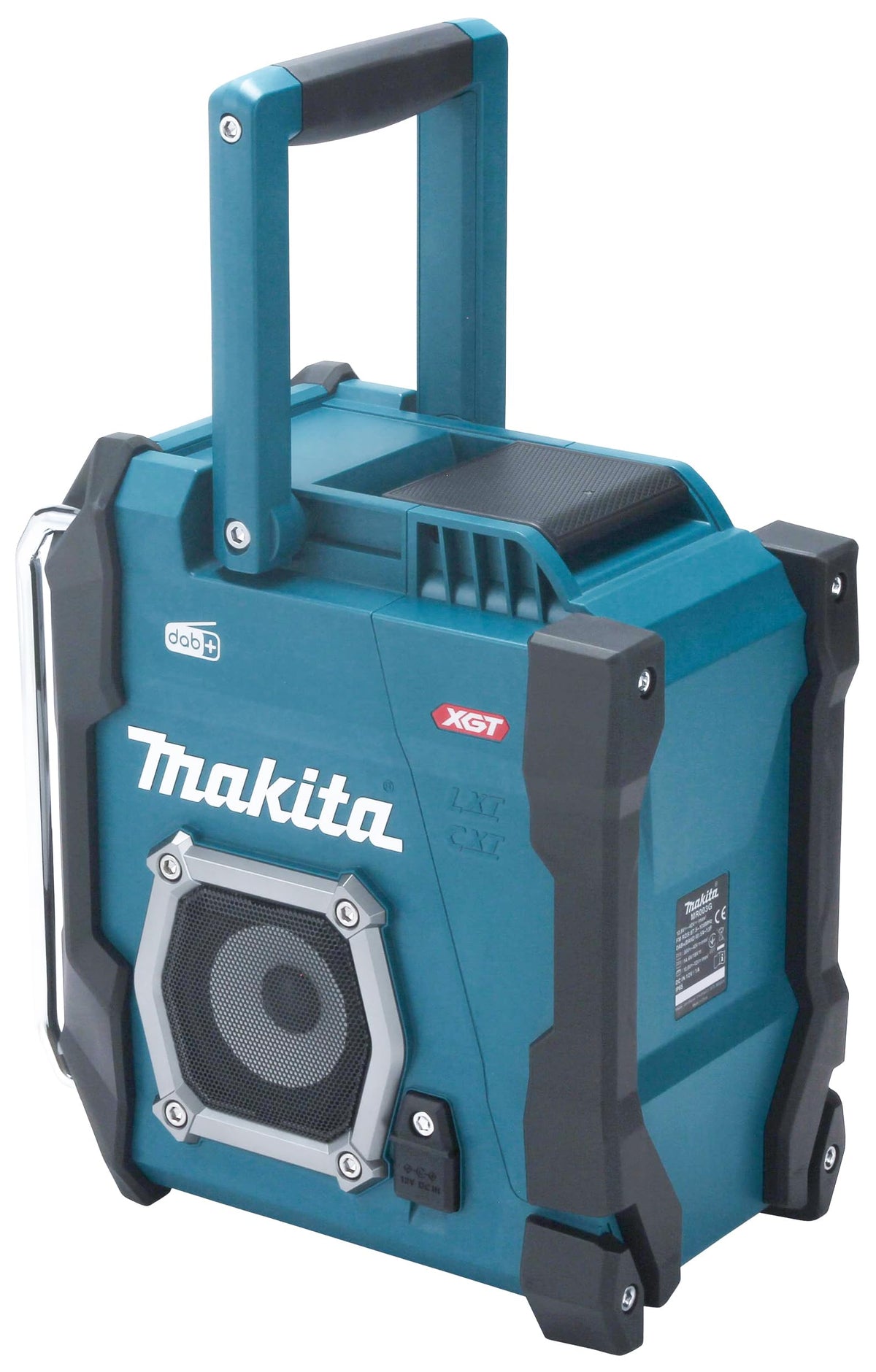 MR003GZ akkubetriebenes Baustellenradio mit AUX Eingang und USB in den Farben Schwarz und Türkis