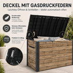 Gartenbox Ontario 870L 147x83x86 cm Kunststoff in Holzoptik Deckel mit Gasdruckfedern abschließbar