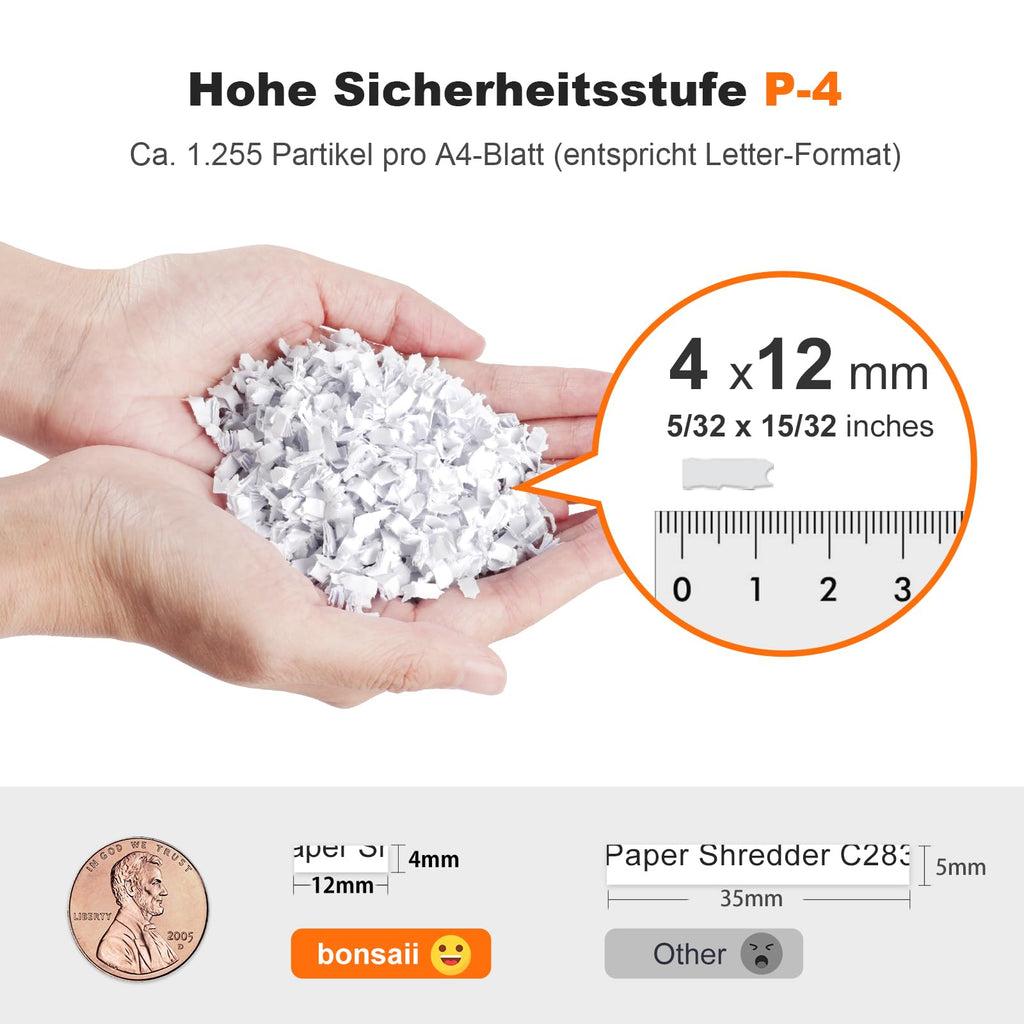 Aktenvernichter mit automatischem Papiereinzug 200 Blatt Mikroschnitt P4 Sicherheitsstufe schwarz