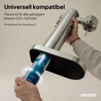 Wassersprudler aus Edelstahl, 2x 1,1 L Edelstahlflaschen, geschmacksneutral, 100% dicht, mit Druckablassventil