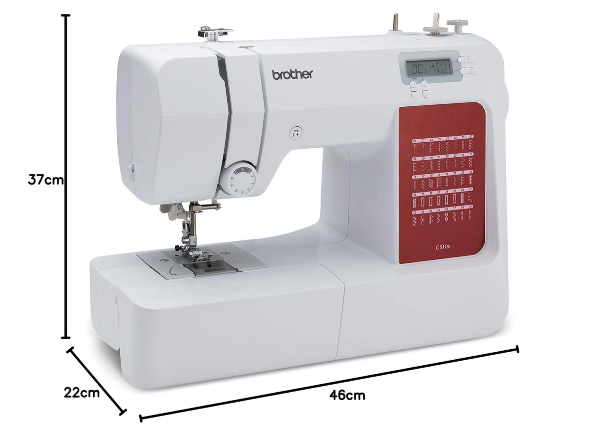 CS10s Classic Computernähmaschine mit 40 Stichen für Anfänger und Fortgeschrittene in Weiß und Rot
