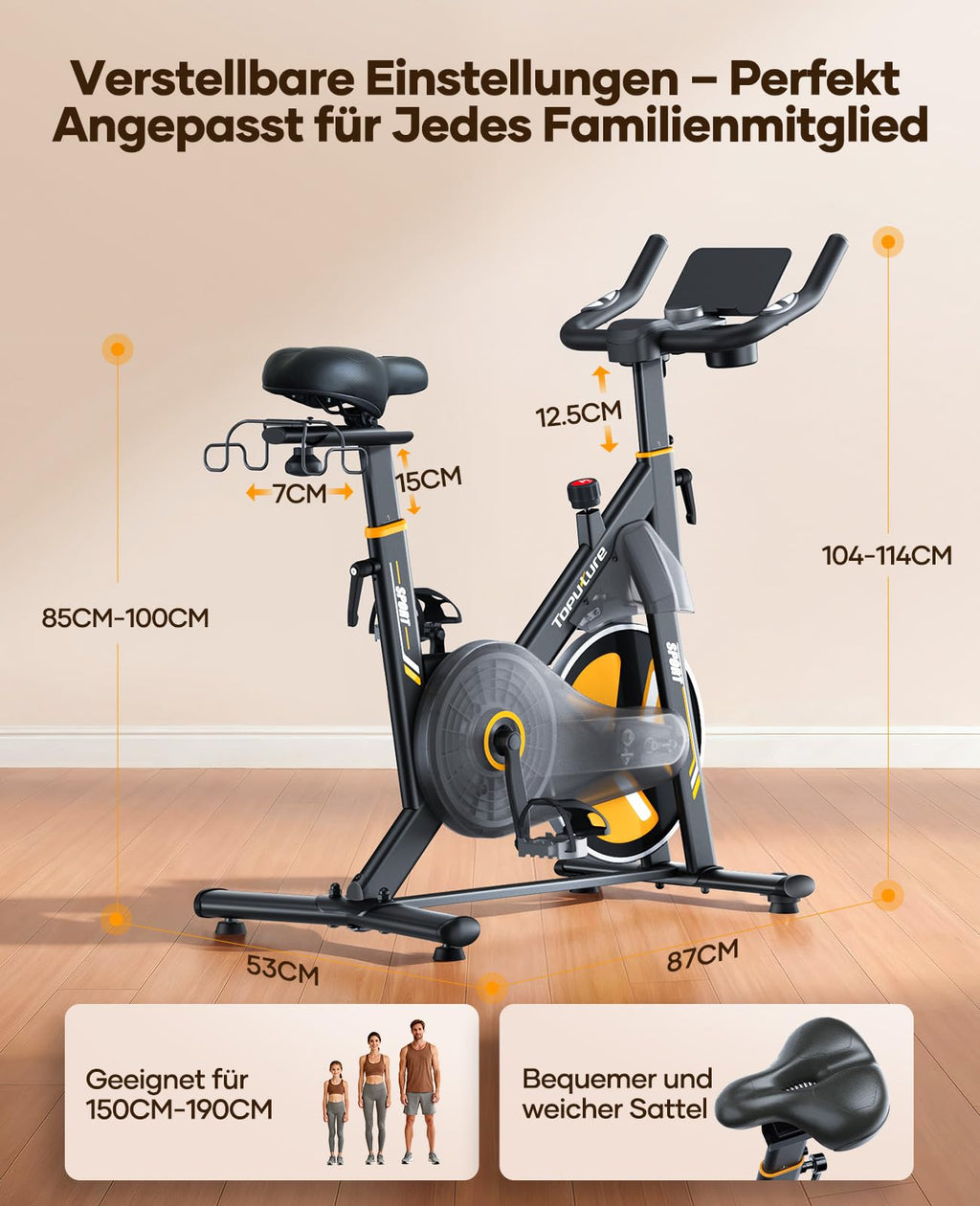 Heimtrainer Fahrrad Neu 2026 mit elektronischem LED Touchmonitor und 3 App Steuerung für Zuhause