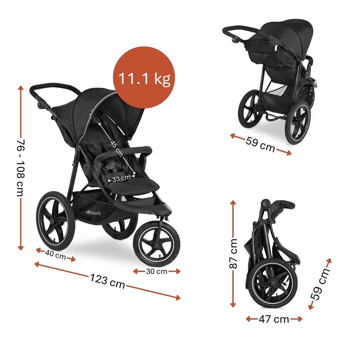 Runner 2 robuster Dreirad Buggy für Kleinkinder mit XL Luftreifen belastbar bis 22 kg schwarz