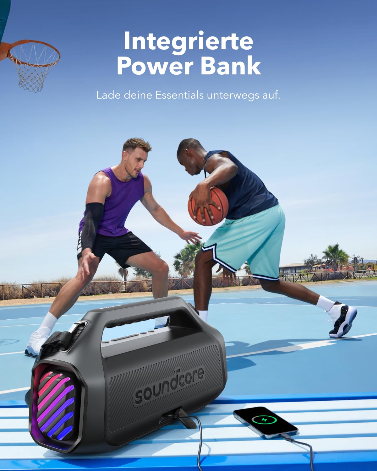 Boom 2 Plus Outdoor Lautsprecher mit 140W Leistung und 2+2 Stereoklang für kraftvollen Sound