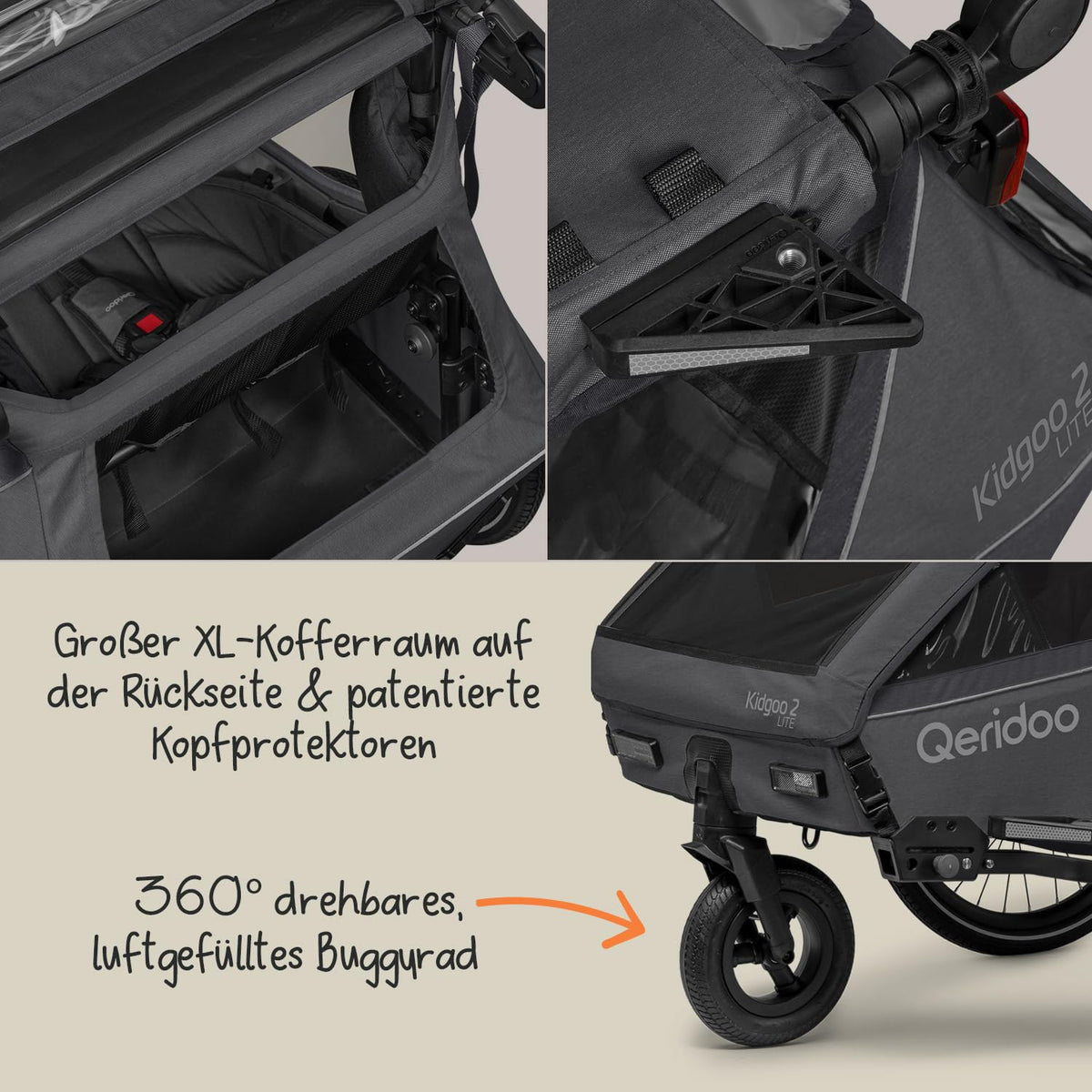 Kidgoo 2 Lite Fahrradanhänger für 2 Kinder als leichter Doppelanhänger zum Anhängen an Fahrräder