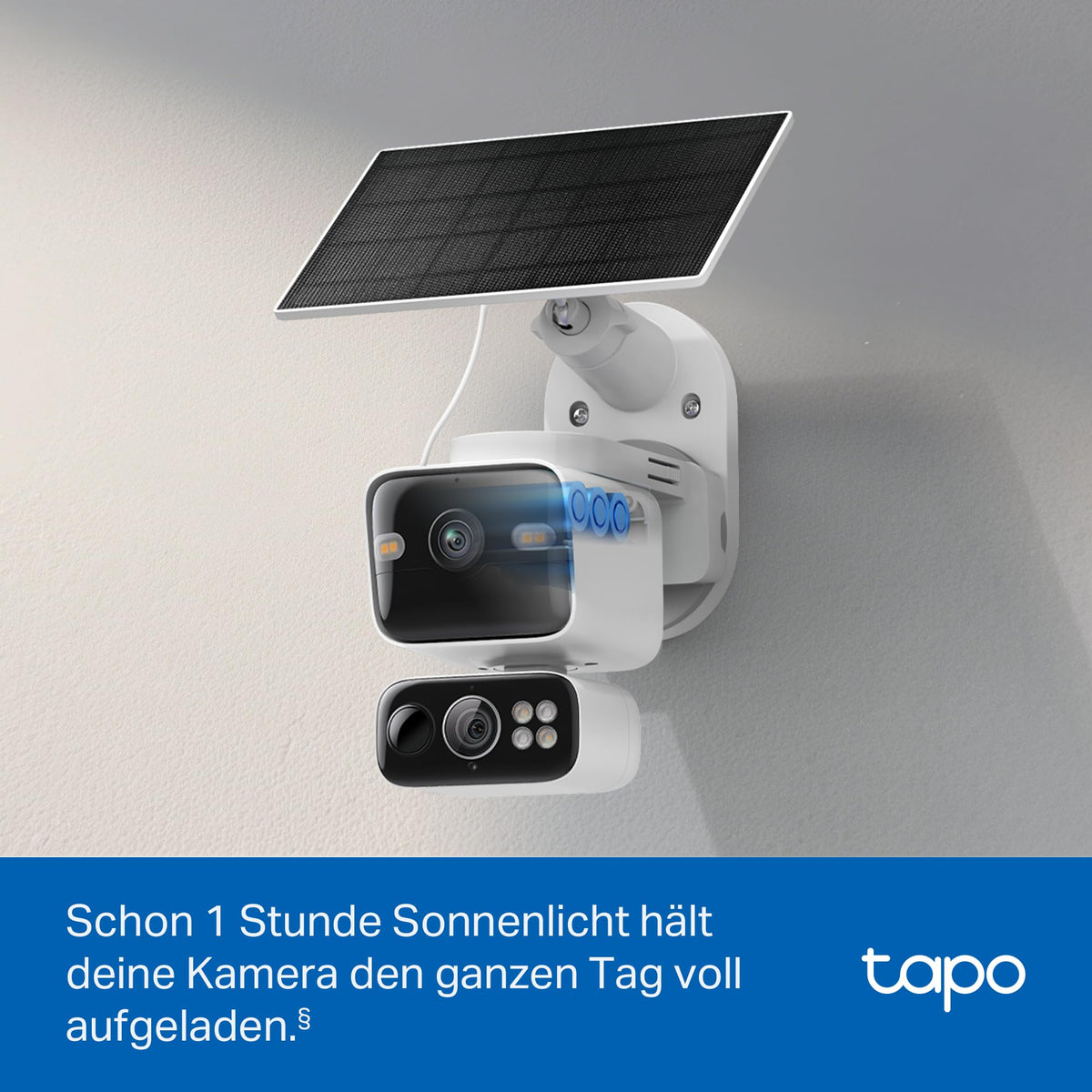 C645D KIT Solar Außenkamera mit Akku 2K Dualobjektiv 165° 6mm WLAN 2,4/5GHz KI Erkennung 24/7 microSD Cloud