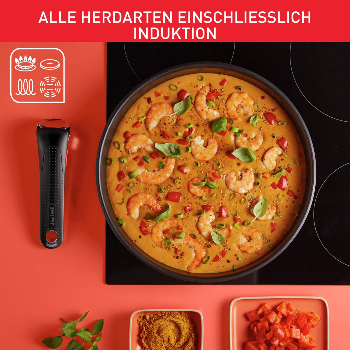 Ingenio Emotion 20 tlg Topf und Pfannenset mit abnehmbarem Griff für alle Herdarten inklusive Induktion