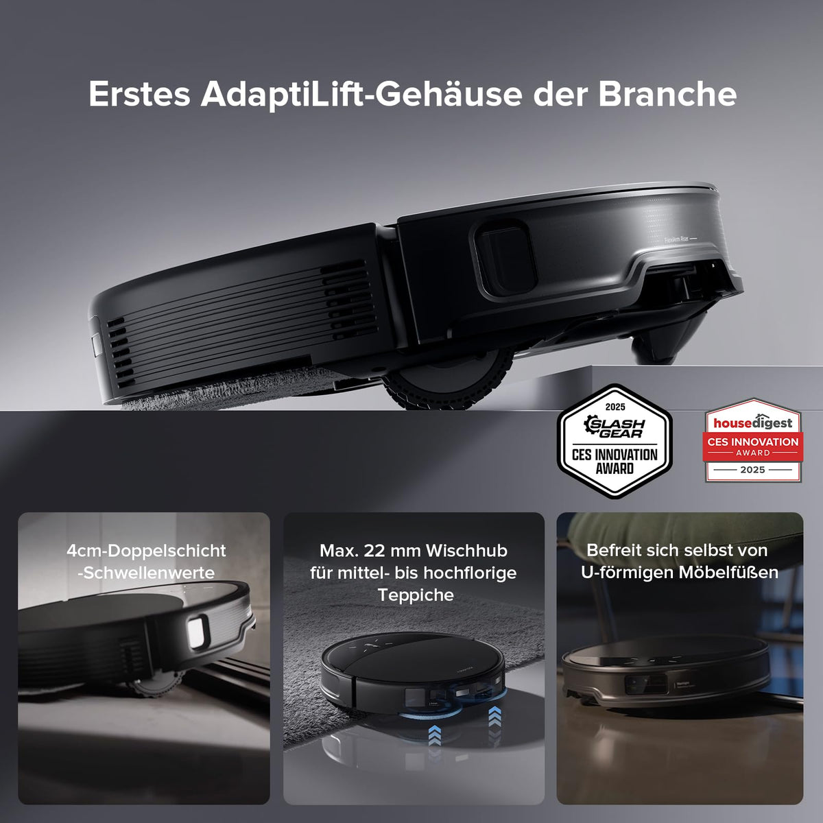 Saros 10R Komplettset 2 in 1 Saugroboter mit Wischfunktion inklusive Wischmopp und Ladestation