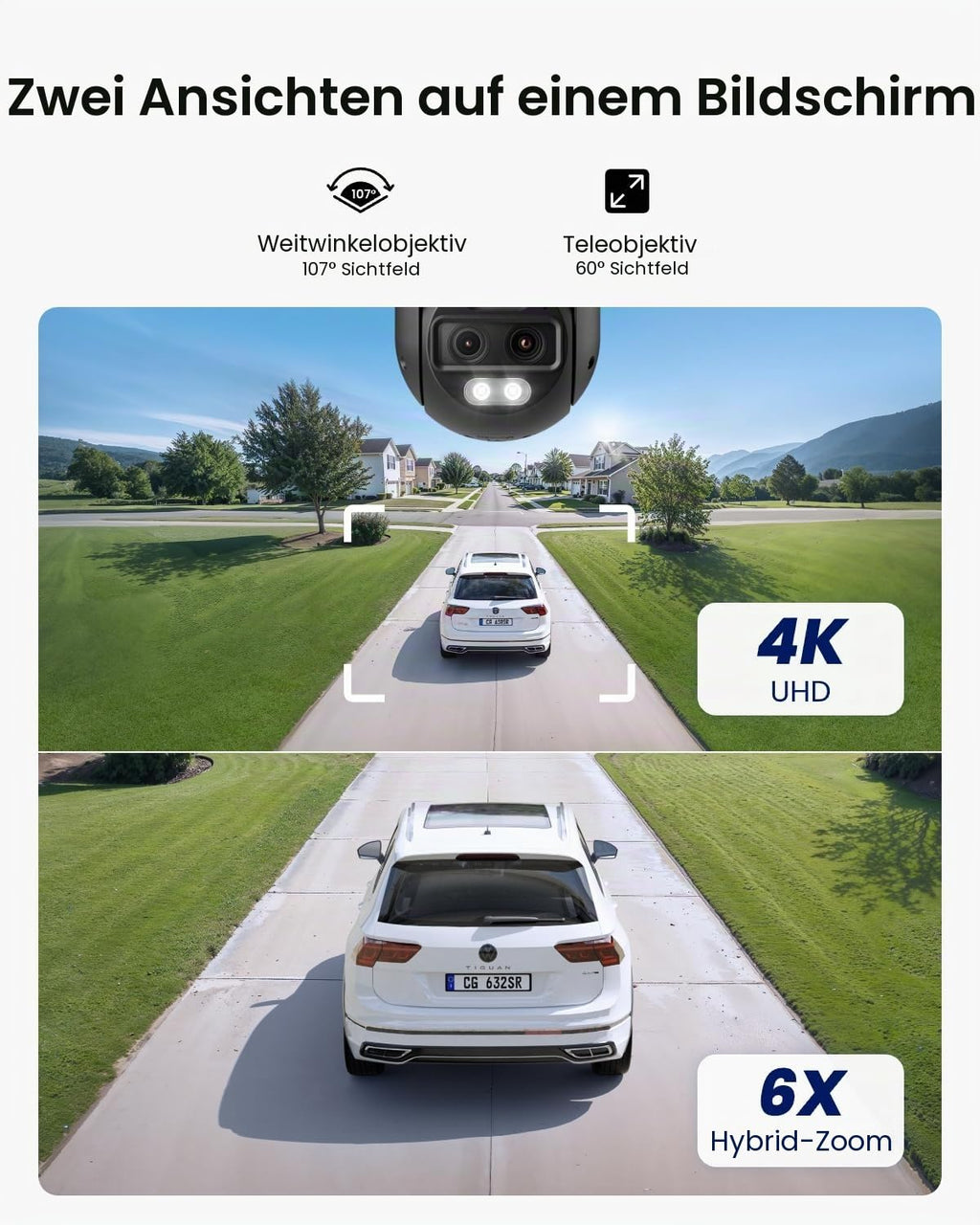 4K Ultra HD WiFi 6 PTZ Überwachungskamera für Außenbereich mit WLAN Auto Tracking und Zoom