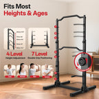 Faltbarer Power Tower mit Klimmzugstange und Dip Station höhenverstellbar 5 in 1 Rückentrainer 204 kg Belastung