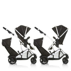 Duett 2 Geschwisterwagen Regenschutz Hauptsitz als Babywanne ab Geburt 15 kg Zweitsitz abnehmbar Black Forest