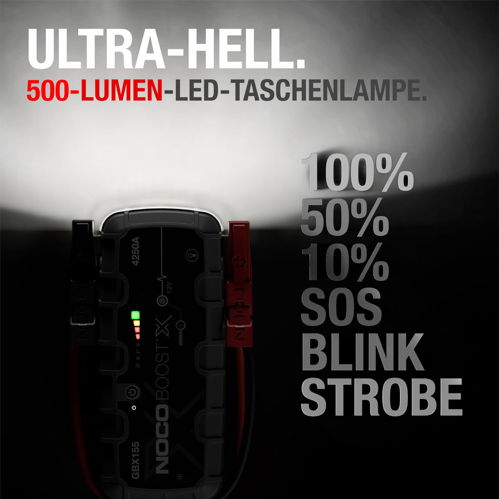 Boost X GBX155 4250A UltraSafe 12V Lithium Starthilfe Powerbank für Benziner bis 10,0L und Diesel bis 8,0L